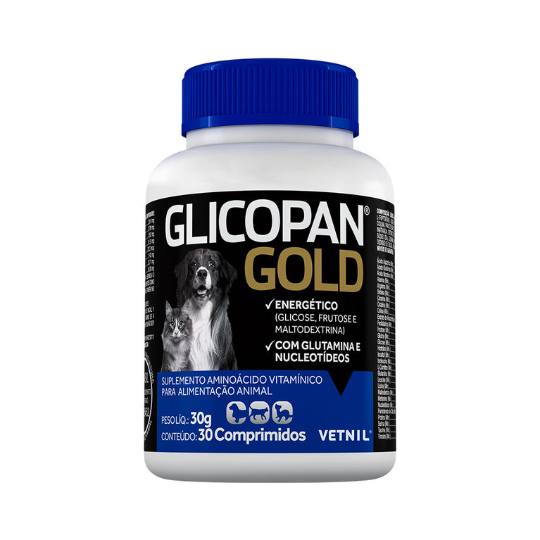 Suplemento Vetnil Glicopan Gold para Cães e Gatos 30 Comprimidos