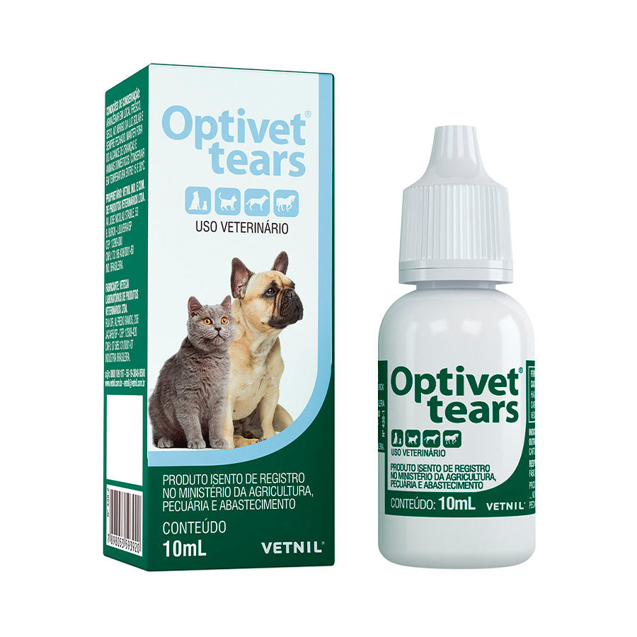 Solução Oftálmica Vetnil Optivet Tears para Cães e Gatos 10 mL