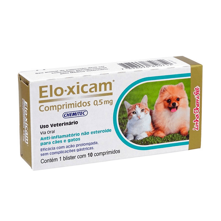 Anti-Inflamatório Elo-xicam Chemitec para Cães e Gatos 0,5 mg 10 Comprimidos