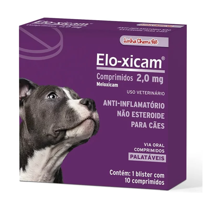 Anti-Inflamatório Elo-xicam Chemitec para Cães e Gatos 2,0 mg 10 Comprimidos