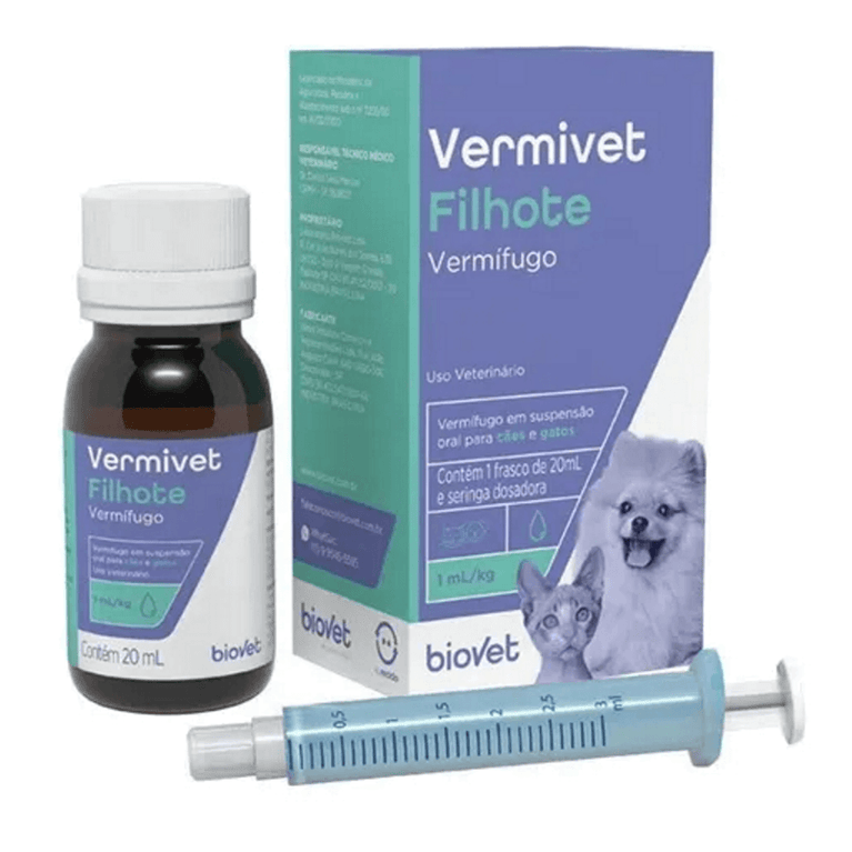 Vermífugo Biovet Vermivet para Cães e Gatos Filhotes 20 mL