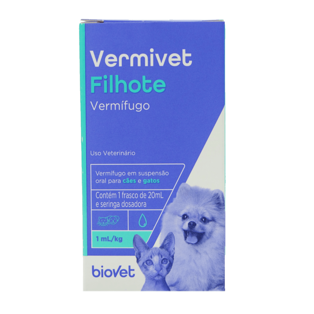 Vermífugo Biovet Vermivet para Cães e Gatos Filhotes 20 mL