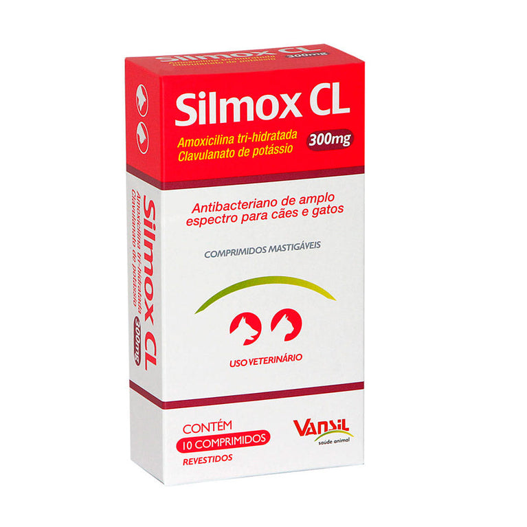 Antibacteriano Silmox CL Vansil para Cães e Gatos 300 mg 10 Comprimidos