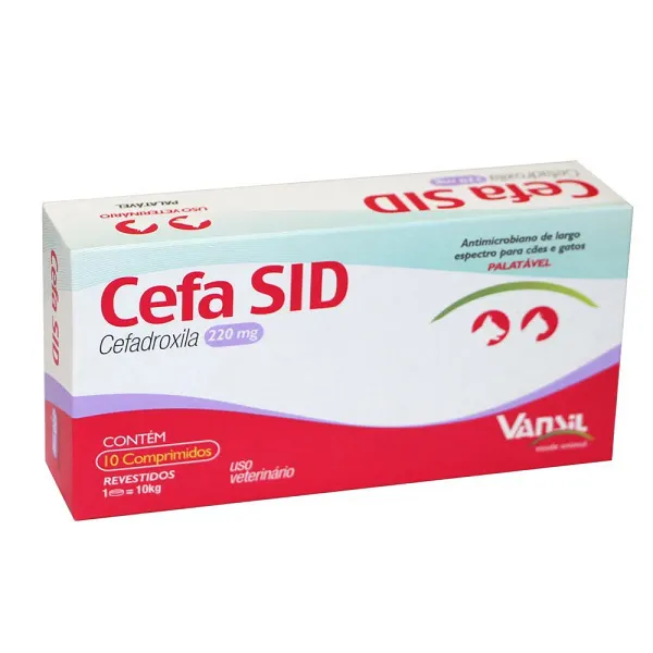 Antimicrobiano Cefa SID Vansil para Cães e Gatos 220 mg 10 Comprimidos