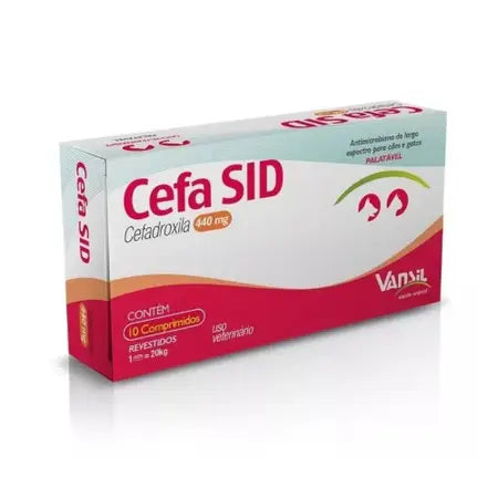 Antimicrobiano Cefa SID Vansil para Cães e Gatos 440 mg 10 Comprimidos