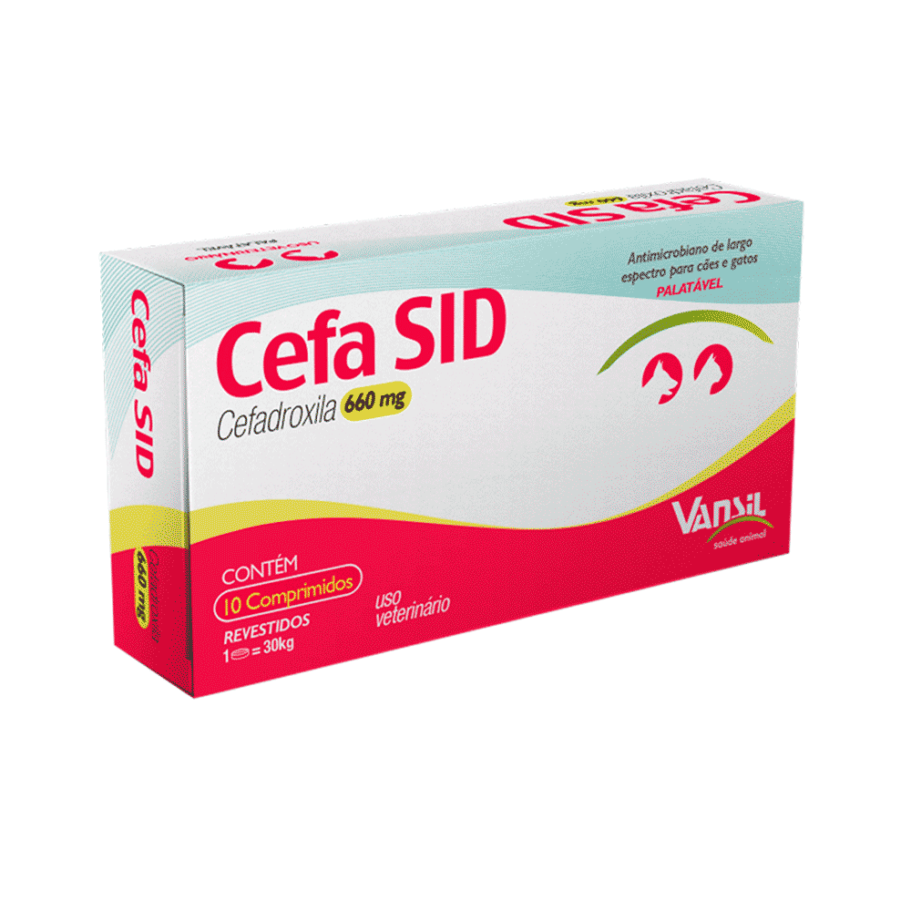 Antimicrobiano Cefa SID Vansil para Cães e Gatos 660 mg 10 Comprimidos