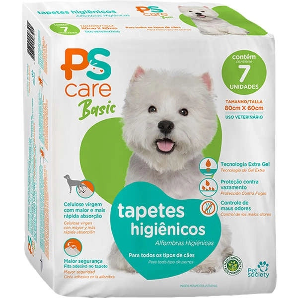 Tapete Higiênico PS Care Basic para Cães Adultos 60 x 80 cm 30 Unidades