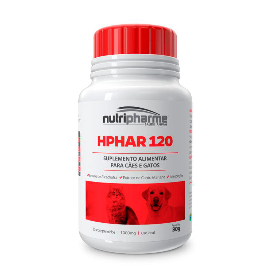 Suplemento Alimentar Hphar-120 Nutripharme para Cães e Gatos 30 Comprimidos