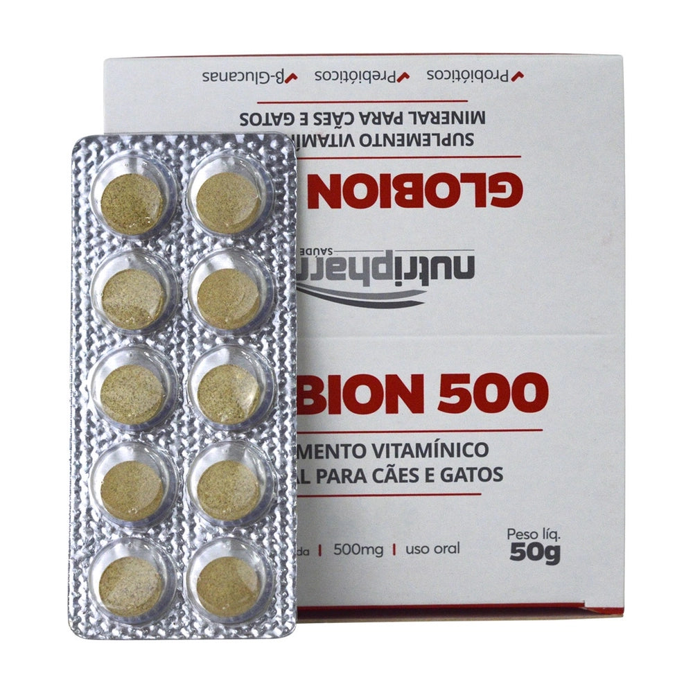 Suplemento Vitamínico Globion 500 Nutripharme para Cães e Gatos 100 Comprimidos