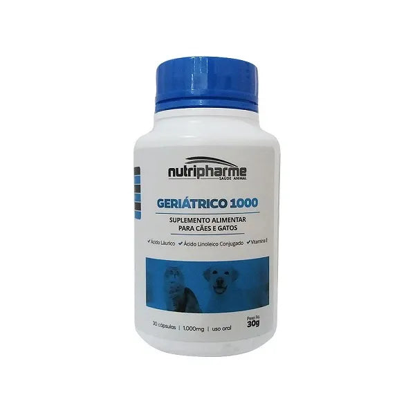 Suplemento Vitamínico Geriátrico 1000 Nutripharme para Cães e Gatos 30 Comprimidos