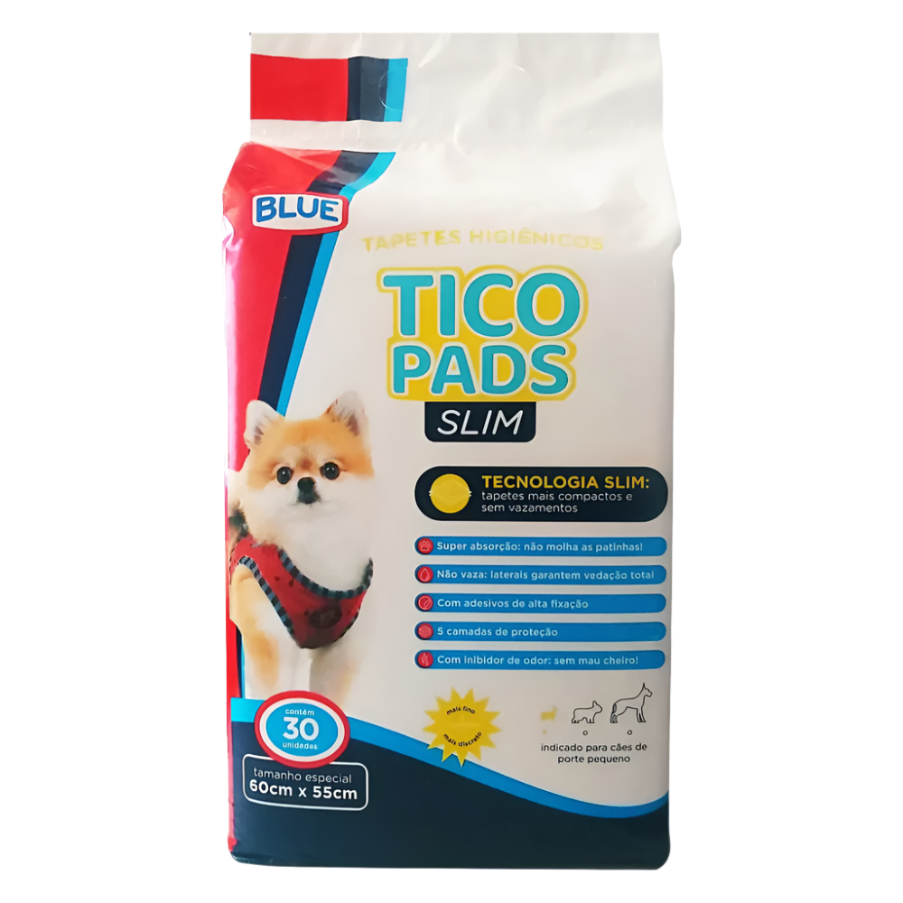 Tapete Higiênico Expet Tico Pads Slim para Cães de Porte Pequeno 60 x 55 cm 30 Unidades