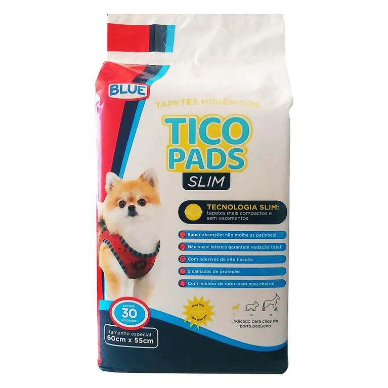 Tapete Higiênico Expet Tico Pads Slim para Cães de Porte Pequeno 60 x 55 cm 30 Unidades