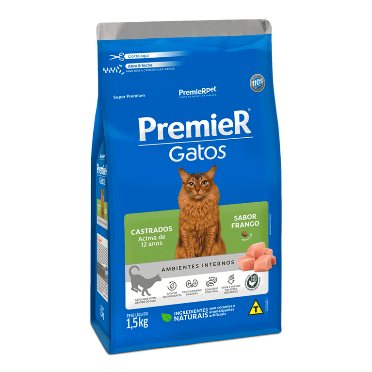 Ração Premier para Gatos Adultos Acima de 12 Anos Frango - 1,5 Kg