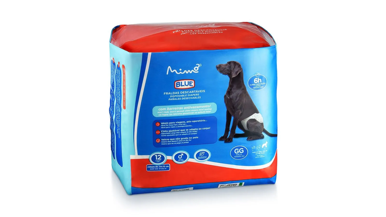 Fralda Descartável Higiênica Expet Blue para Cães Machos 12 Unidades