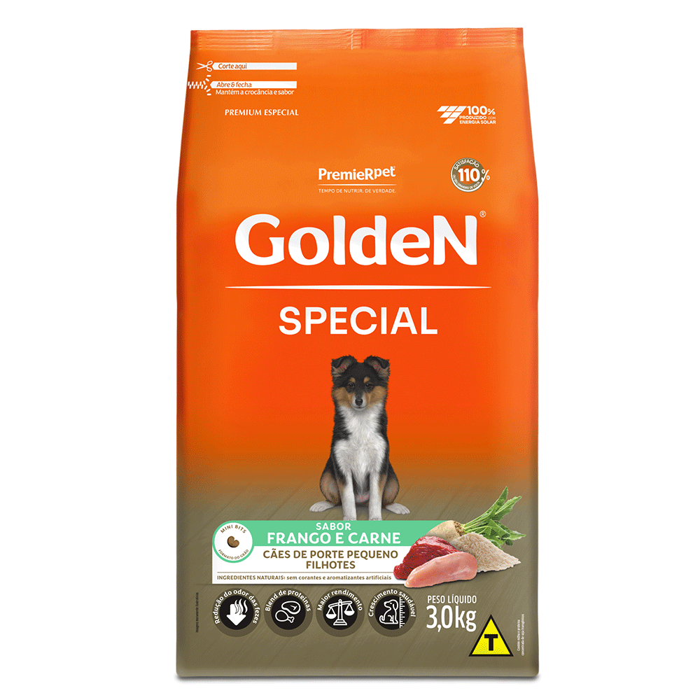 Ração Golden Special para Cães Filhotes de Porte Pequeno Sabor Frango e Carne