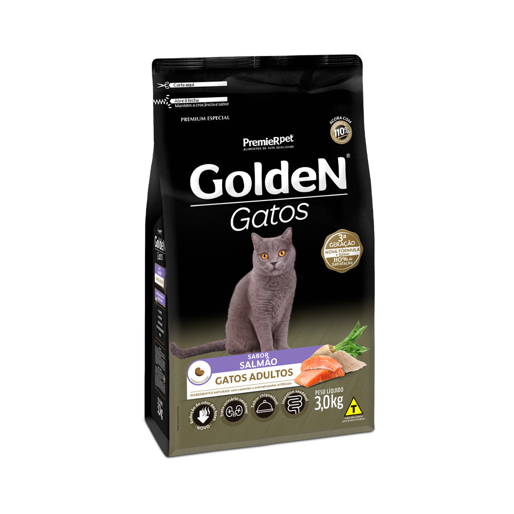 Ração Golden para Gatos Adultos Sabor Salmão