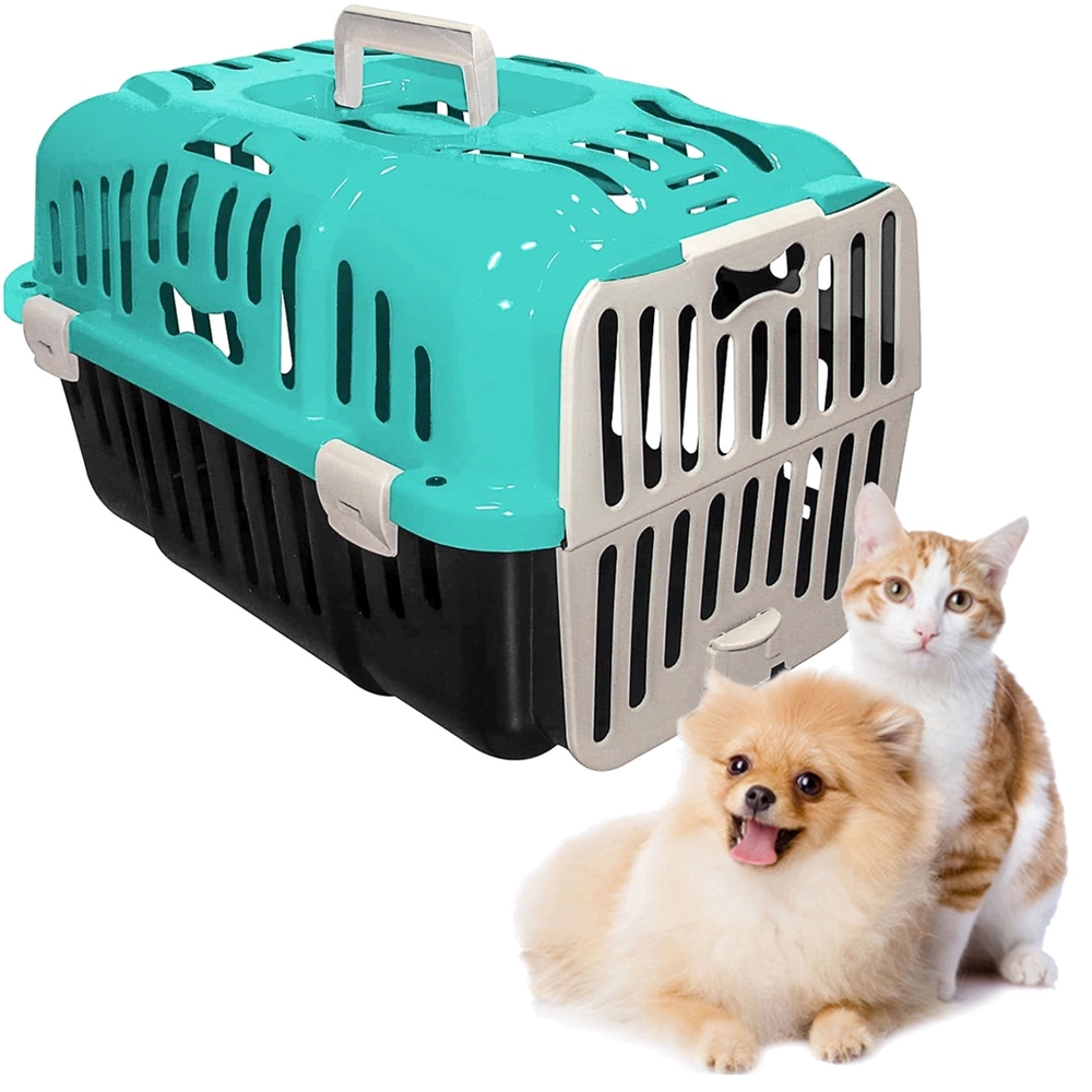 Caixa de Transporte Furacão Pet Joy para Cães e Gatos Verde Tamanho N1