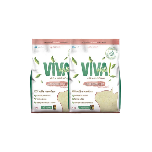 Kit 2 unidades Areia Higiênica Viva Verde Vida Descomplicada 4 Kg