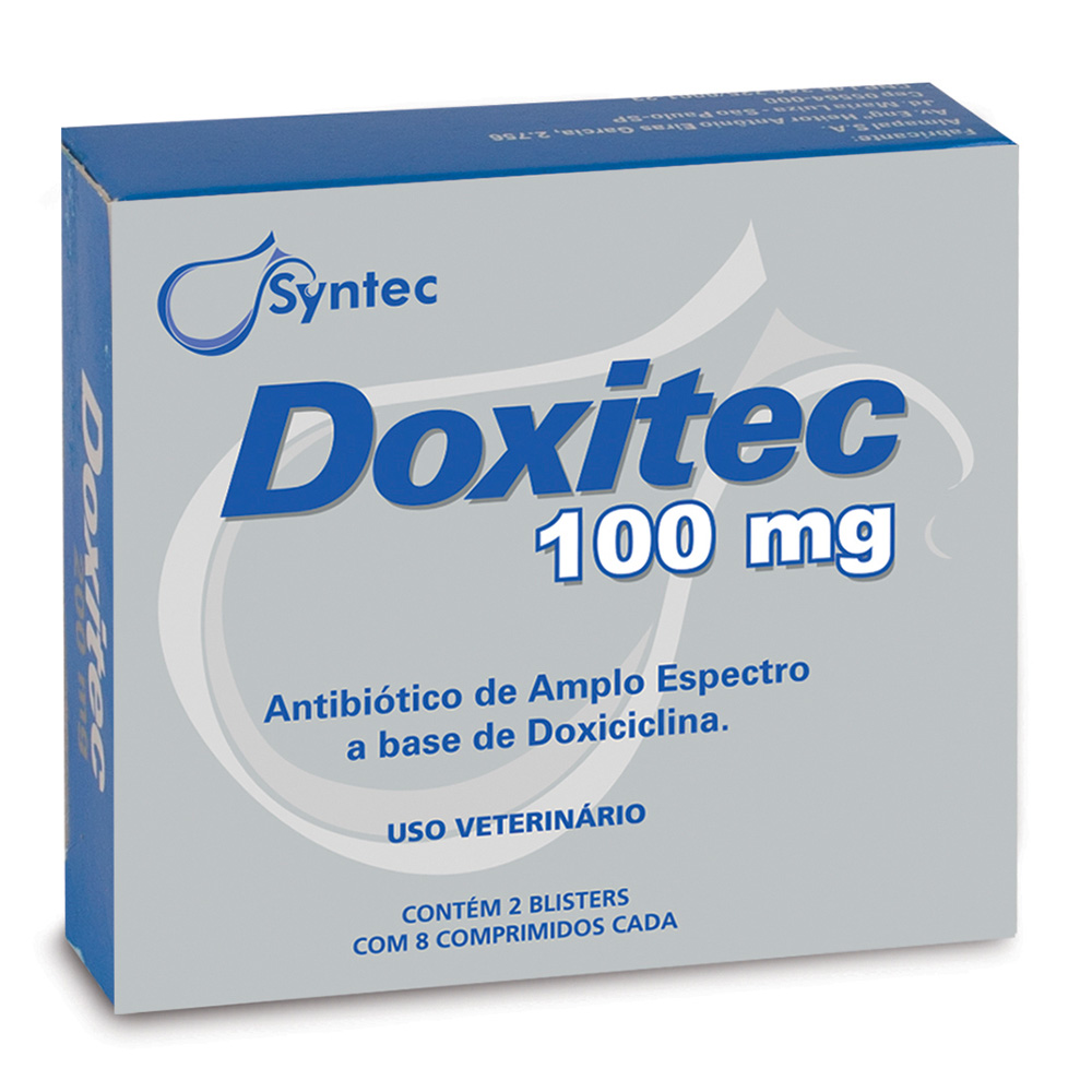 Antibiótico Doxitec Syntec para Cães e Gatos 100 mg 16 Comprimidos