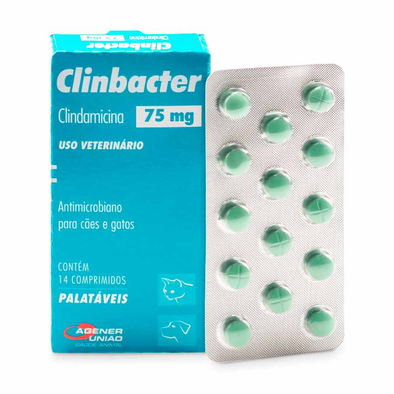 Antimicrobiano Clinbacter Agener União para Cães e Gatos 75 mg 14 comprimidos