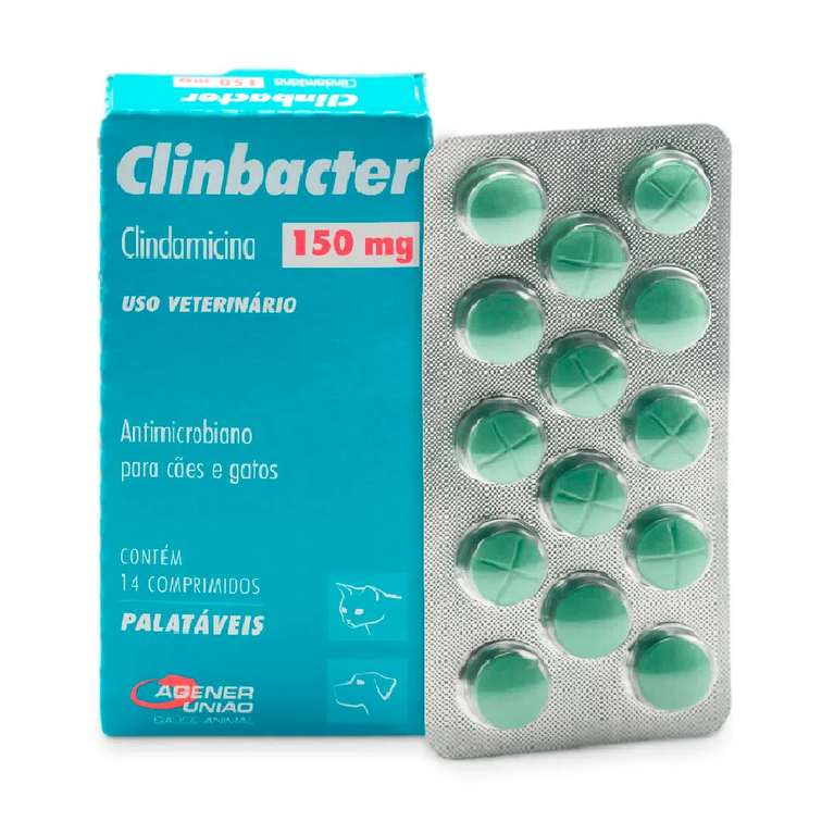 Antimicrobiano Clinbacter Agener União para Cães e Gatos 150 mg 14 comprimidos