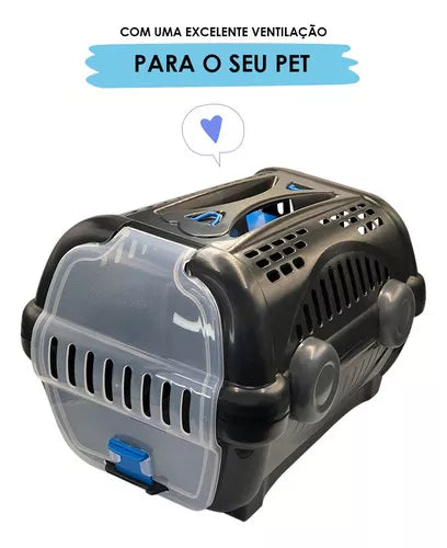 Caixa de Transporte Luxo Furacão Pet Preto com Azul