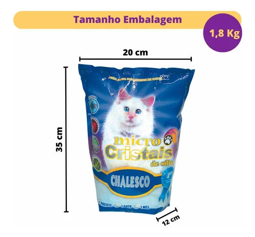 Areia Higiênica Chalesco com Micro Cristais de Sílica para Gatos 1,8 Kg