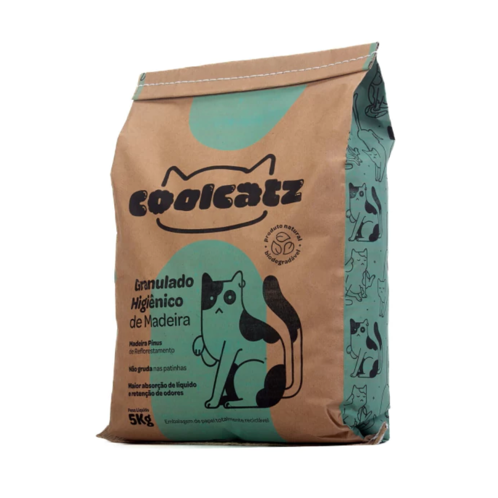 Granulado Higiênico de Mandeira CoolCatz para Gatos 5,0 Kg