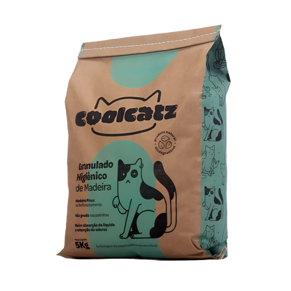 Granulado Higiênico de Mandeira CoolCatz para Gatos 5,0 Kg