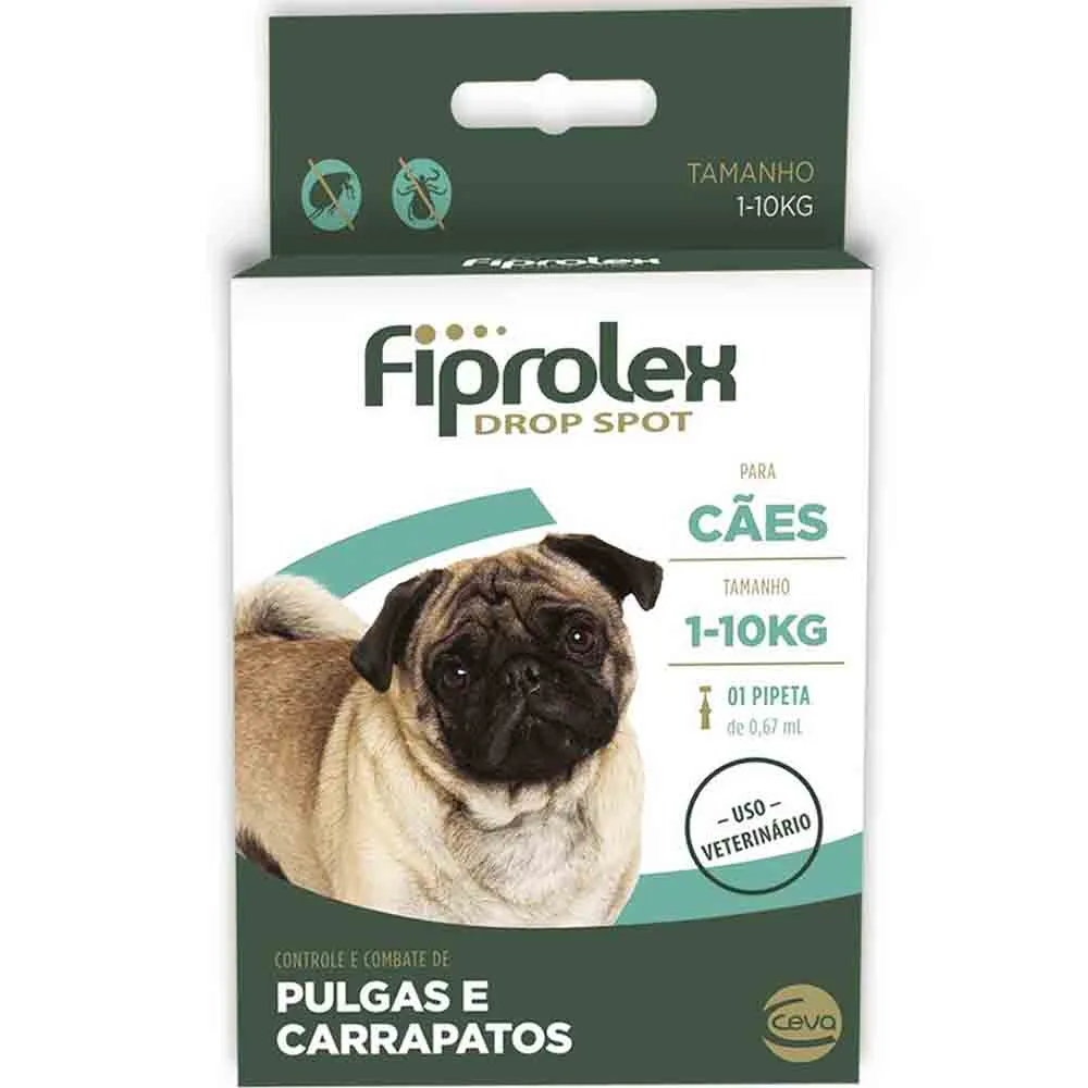 Antipulgas e Carrapatos Ceva Fiprolex Drop Spot 0,67 mL para Cães de até 10Kg