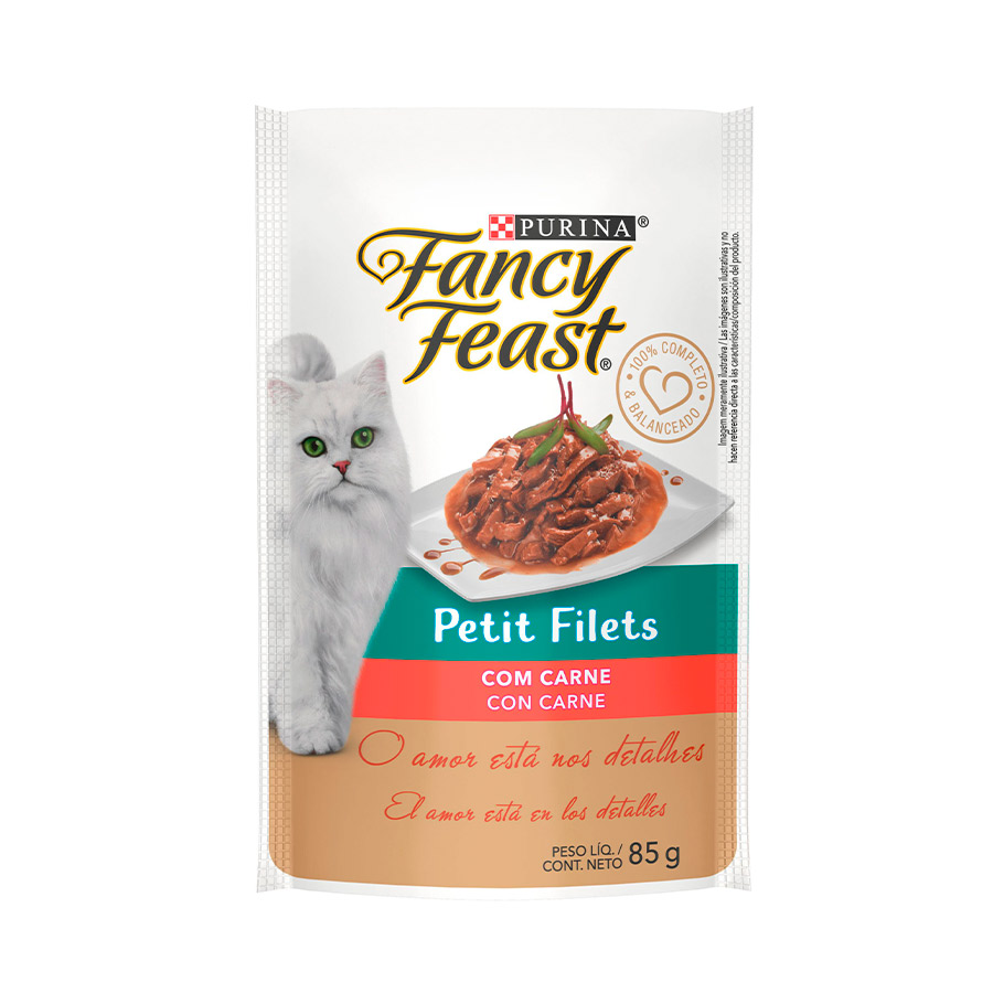 Ração Úmida Fancy Feast Petit Filets para Gatos Sabor Carne 85 g