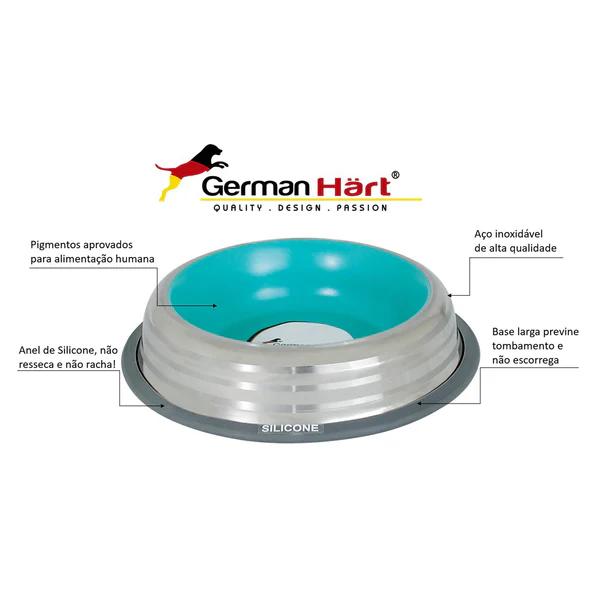 Comedouro Germanhart Inox Premium Azul para Cães e Gatos