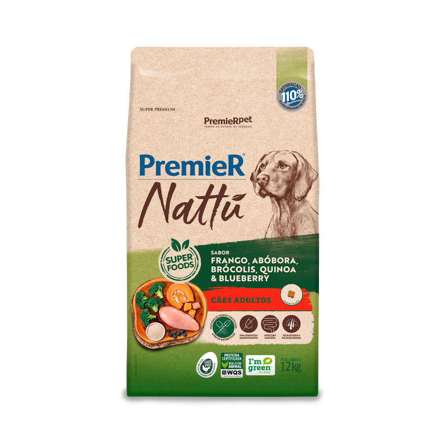 Ração PremieR Nattu para Cães Adultos Sabor Frango com Abóbora