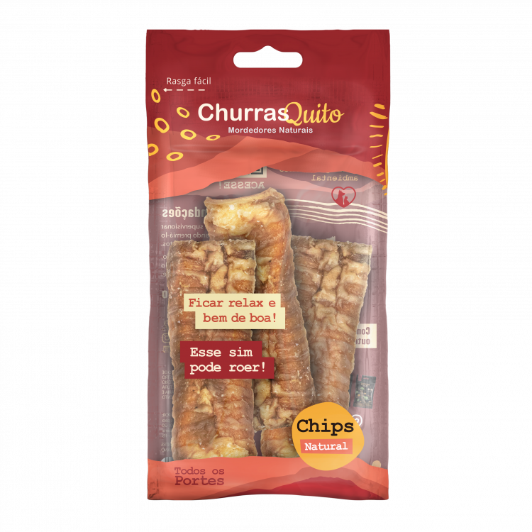 Petisco Natural Chips Churrasquito para Cães 3 Unidades