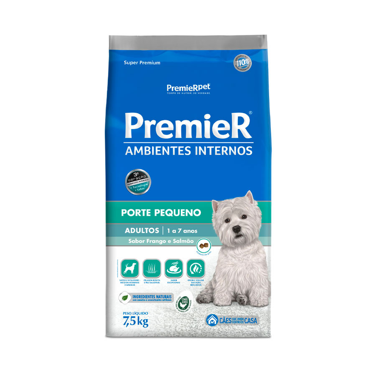 Ração PremieR Ambientes Internos para Cães Adultos Sabor Frango e Salmão