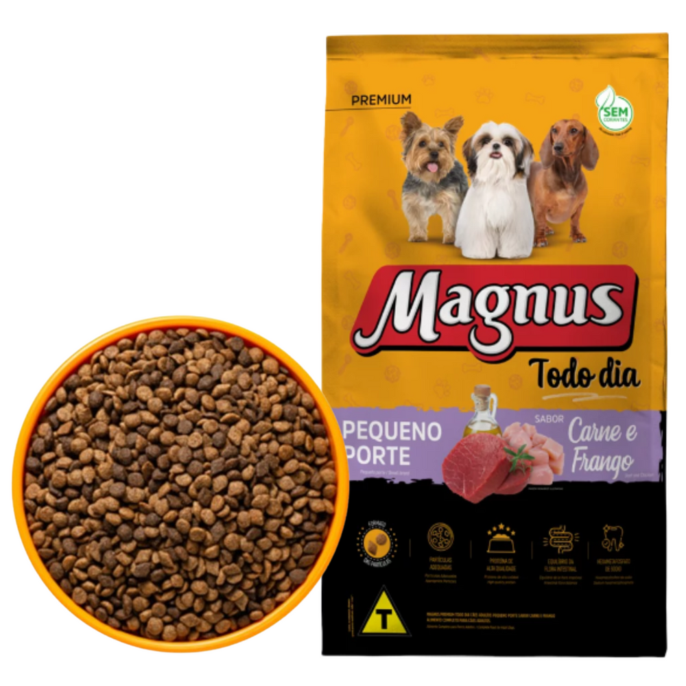 Ração Magnus Todo Dia para Cães Adultos de Pequeno Porte Sabor Carne e Frango