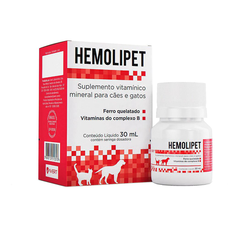 Suplemento Avert Hemolipet Líquido para Cães e Gatos 30 mL