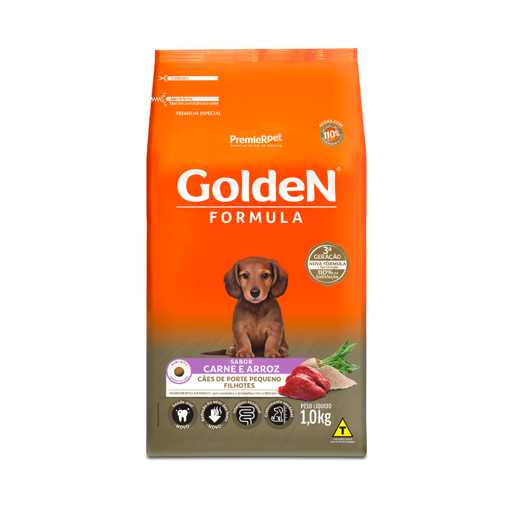 Ração Golden Fórmula Mini Bits para Cães Filhotes Sabor Carne