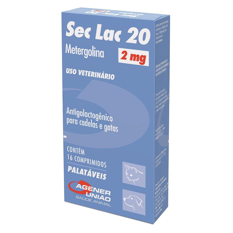 Antigalactogênico Sec Lac 20 Agener para Cães e Gatos 2,0 mg 16 Comprimidos