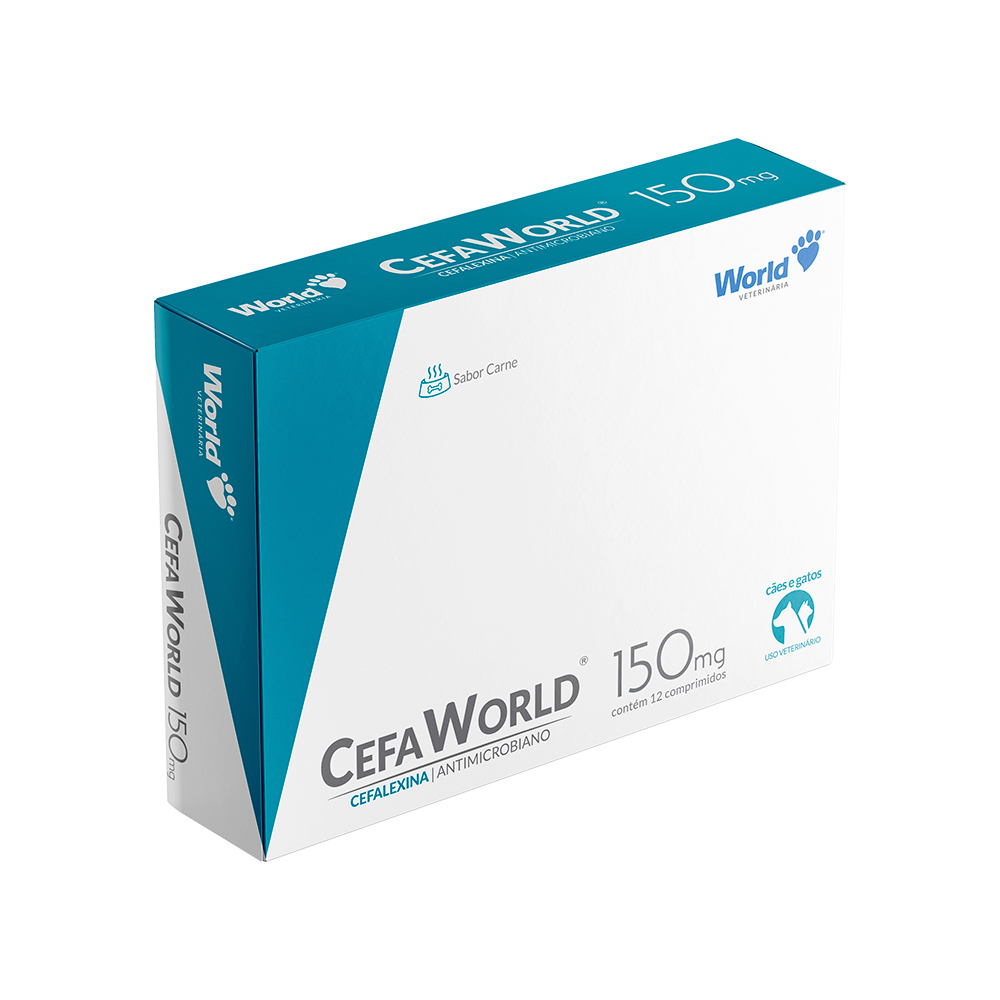 Antibiótico CefaWorld Veterinária World Veterinária para Cães e Gatos 150 mg 12 Comprimidos