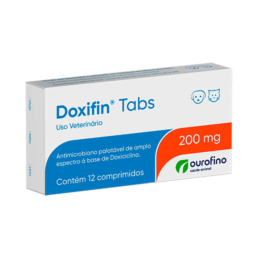 Antibiótico Ourofino Doxifin Tabs para Cães e Gatos 200 mg