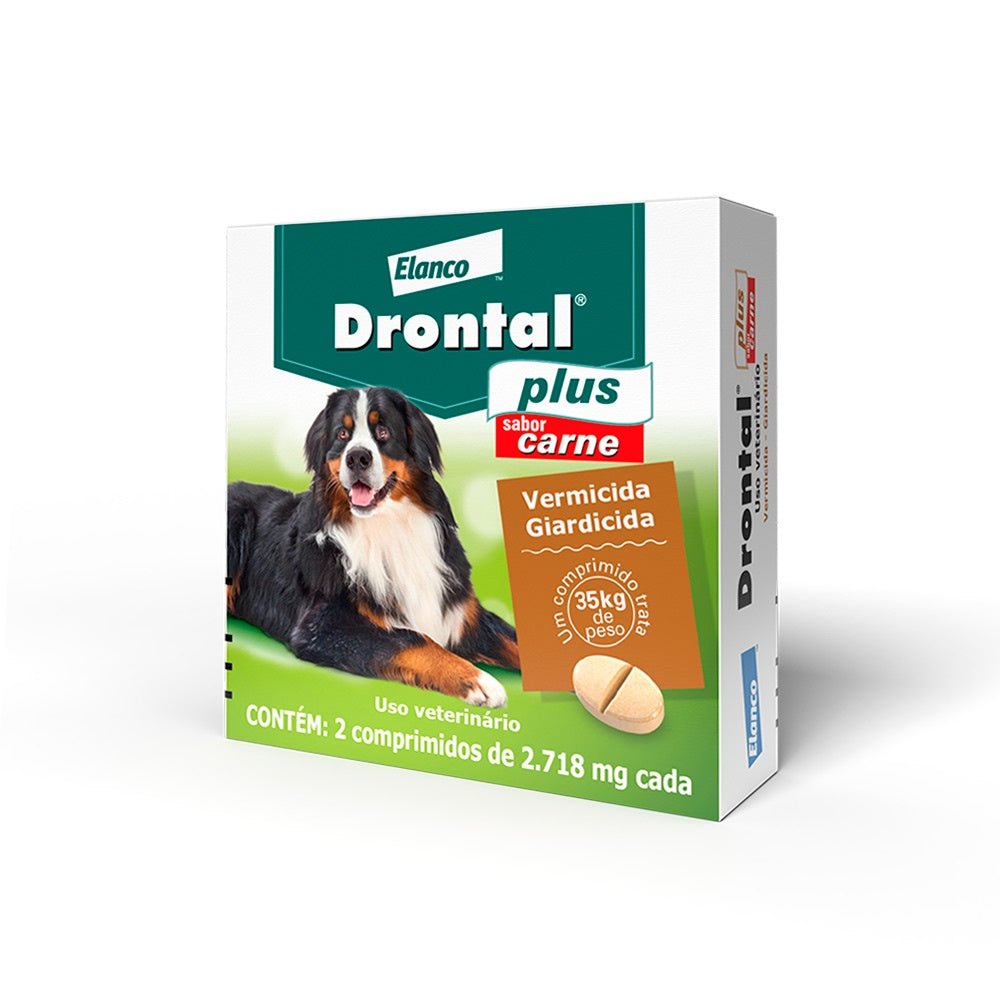 Vermífugo Drontal para Cães de 35kg Sabor Carne 2 Comprimidos