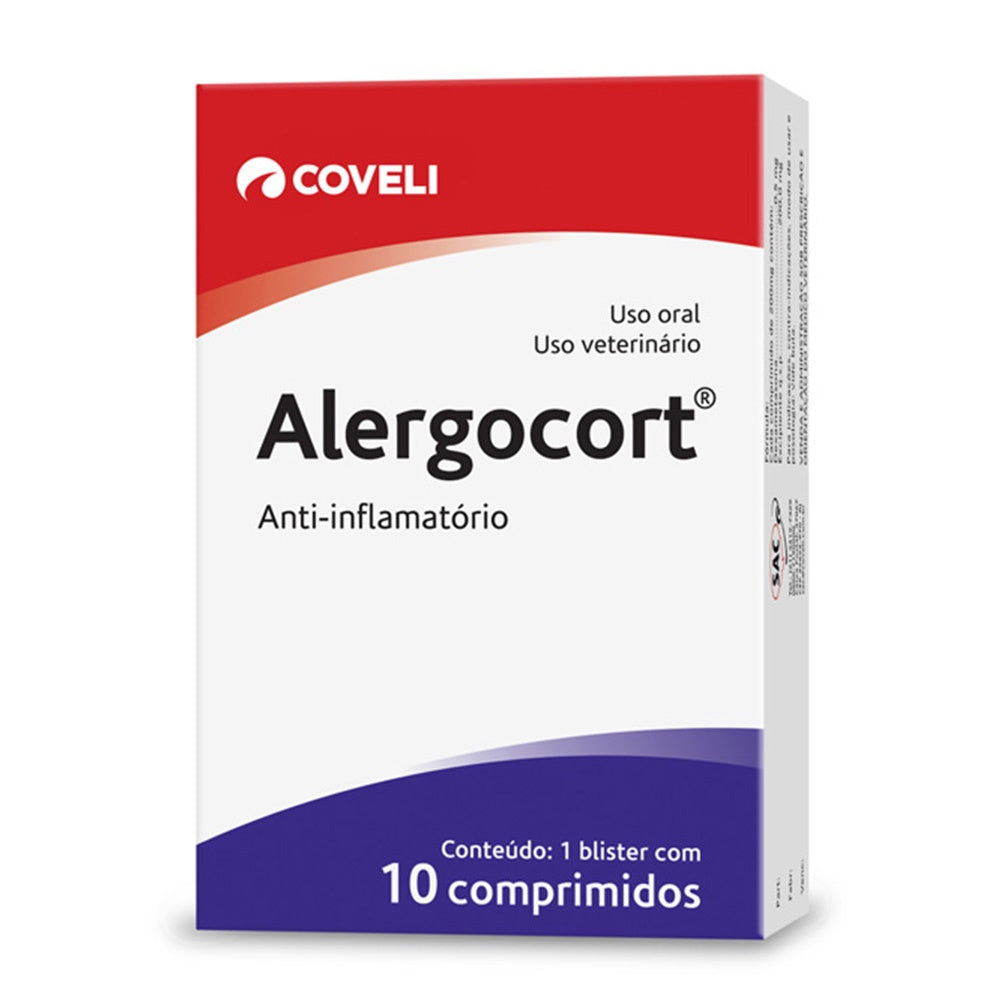 Anti-inflamatório Alergocort Coveli para Cães e Gatos 10 Comprimidos 200 mg