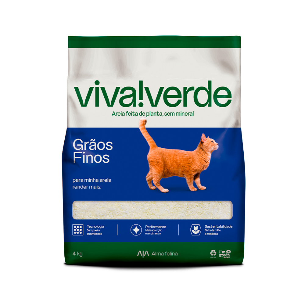 Areia Higiênica para Gatos Viva Verde Grãos Finos