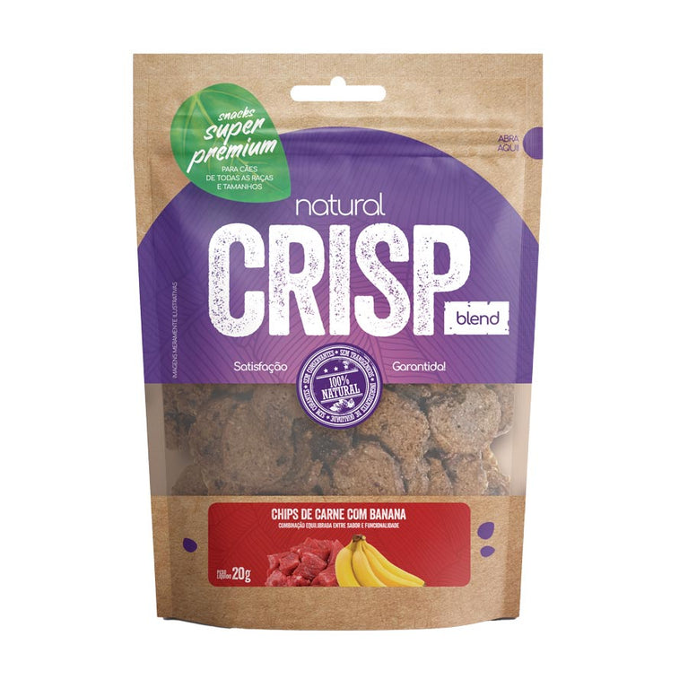 Petisco Snack Natural Crisp Blend Chips de Carne com Banana para Cães 20 g