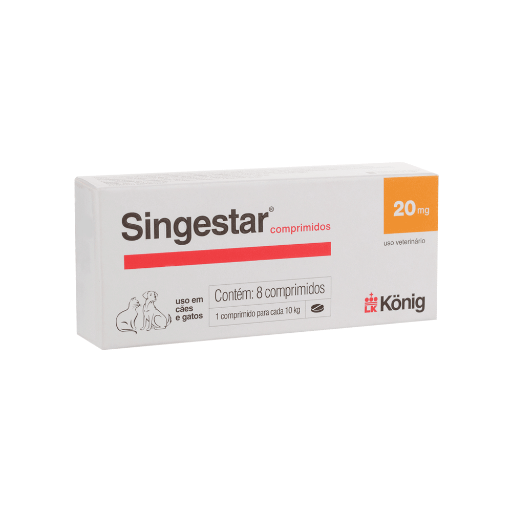 Singestar Anticoncepcional Konig 20 mg para Cães e Gatos 8 Comprimidos