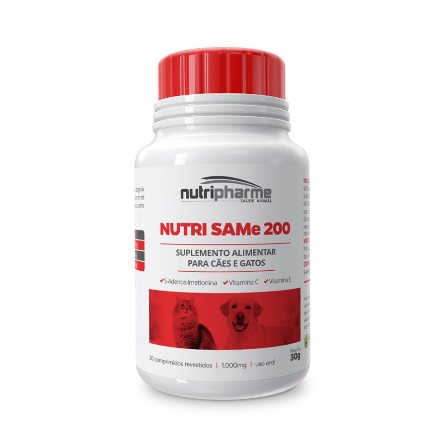 Suplemento Alimentar Nutripharme Nutri SAMe 200 para Cães e Gatos 30 Comprimidos