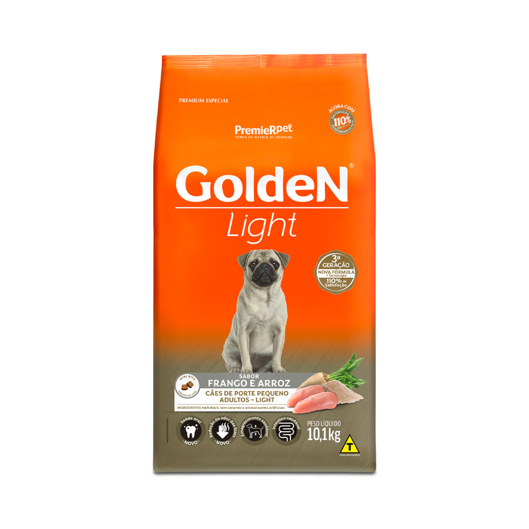 Ração Golden Fórmula Light Mini Bits para Cães Adultos de Porte Pequeno Sabor Frango e Arroz