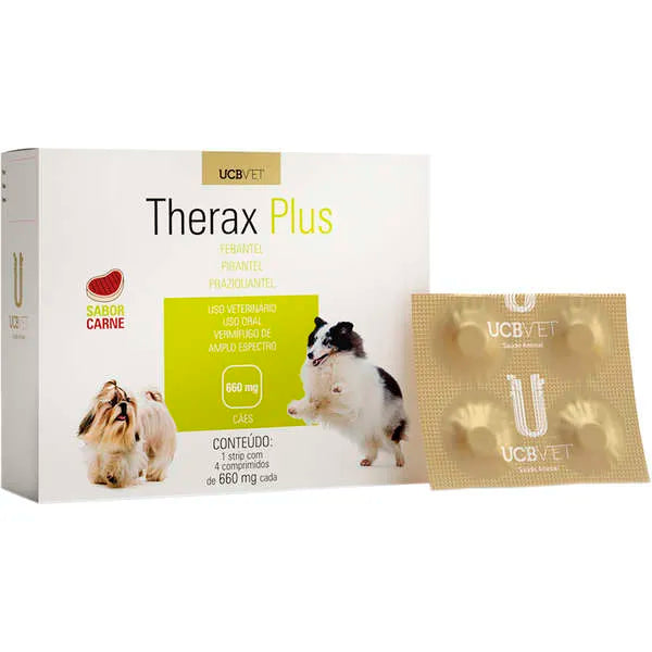 Vermifugo Therax Plus UCB para Cães 660 mg 4 Comprimidos