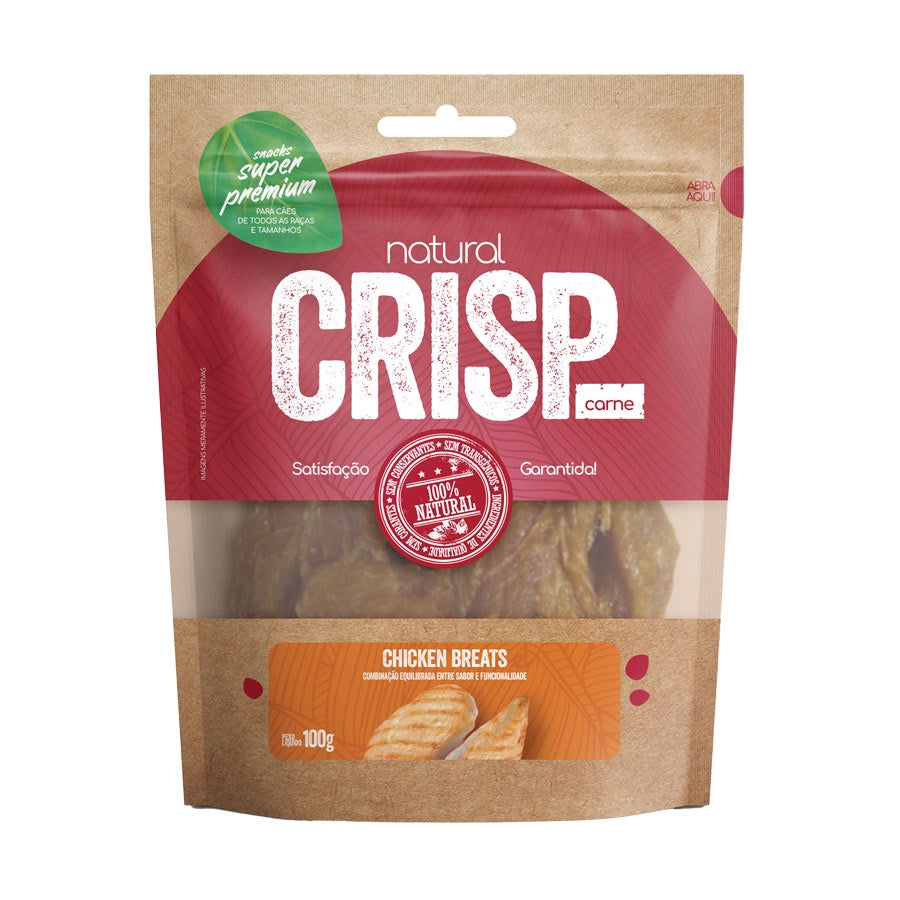 Petisco Snack Natural Crisp Carne Chicken Breats para Cães 100 g